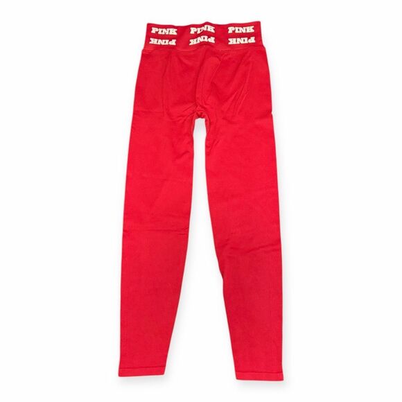 PINK VICTORIA’S SECRET Women’s Red Logo Waistband Seamless Legging Size Medium - Picture 2 of 6